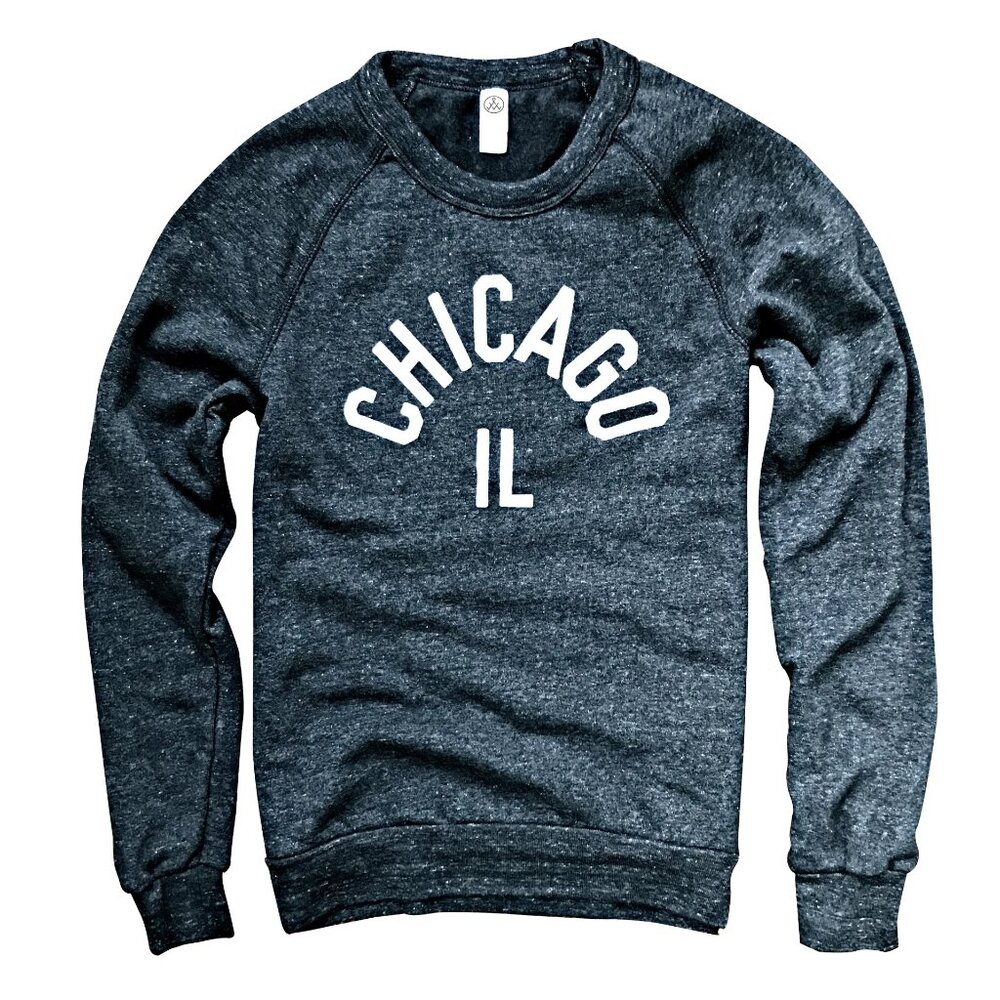 Chitown Clothing "Chicago IL" Dark Grey Heathered Crewneck Sweatshirt, Small